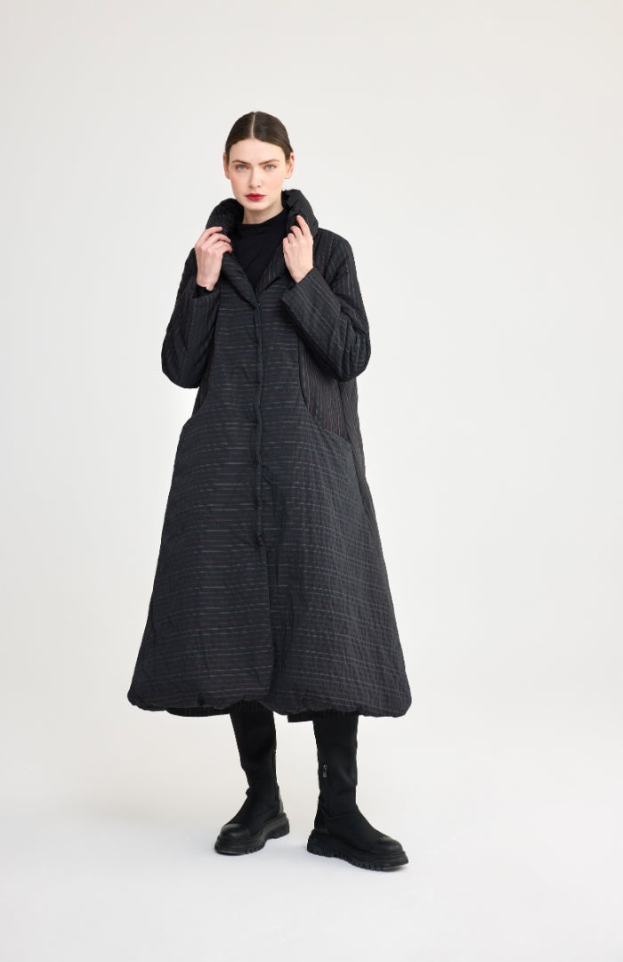 Luukaa Noemie Long Striped Puffer Coat