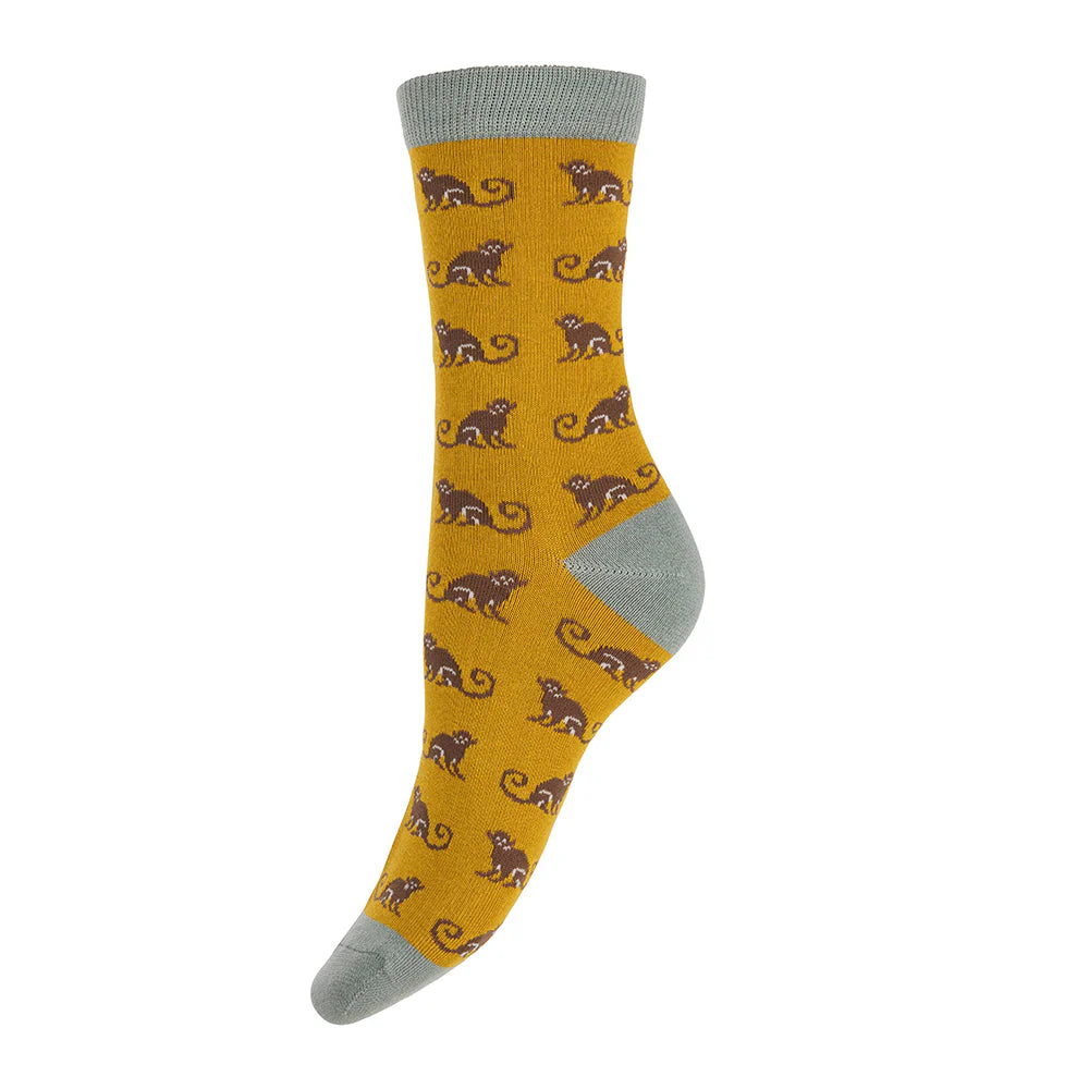 Gemjar Yellow Funky Monkey Bamboo socks