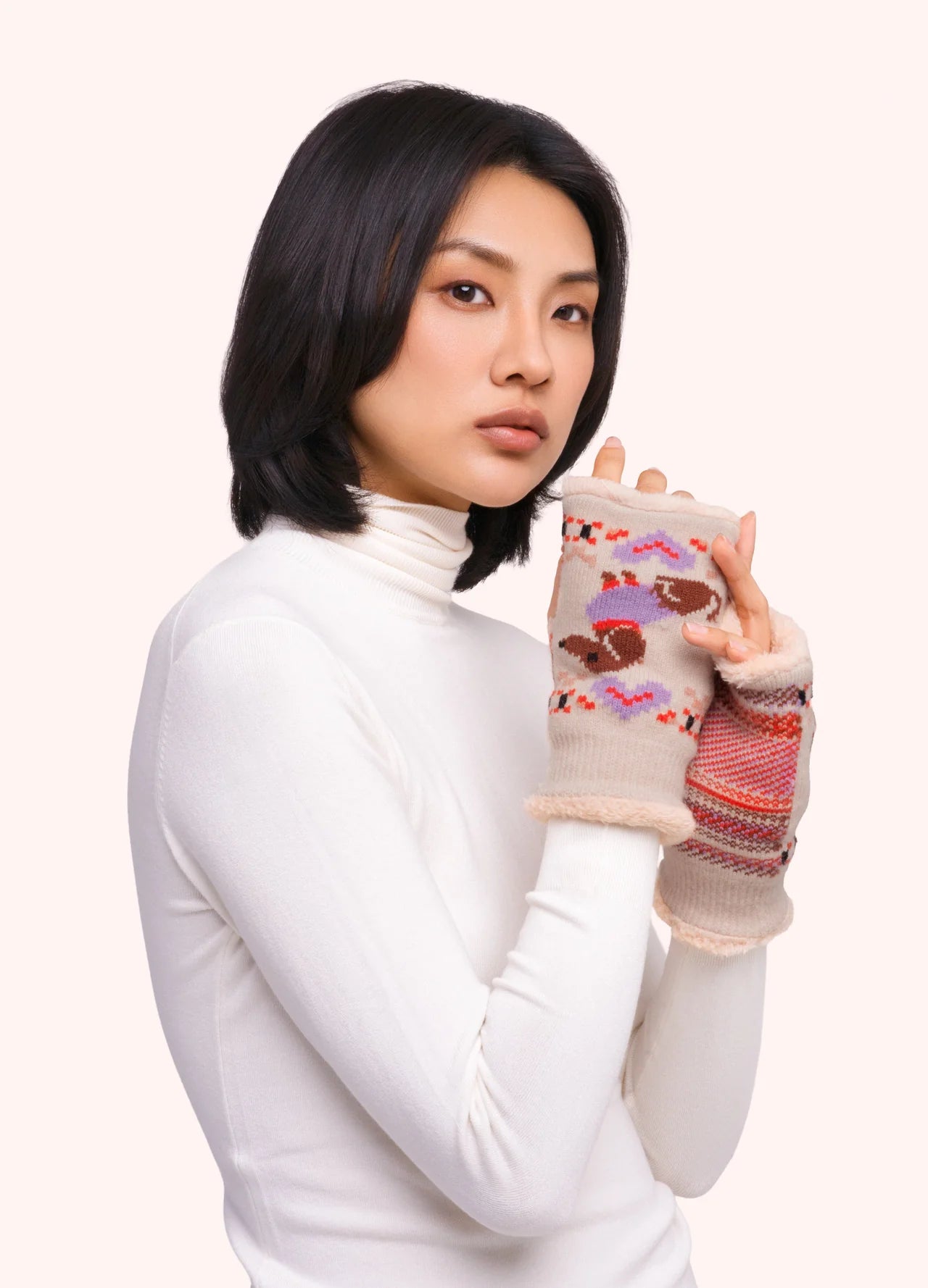 Powder AW26 Sausage Dog Wrist Warmers in Cream