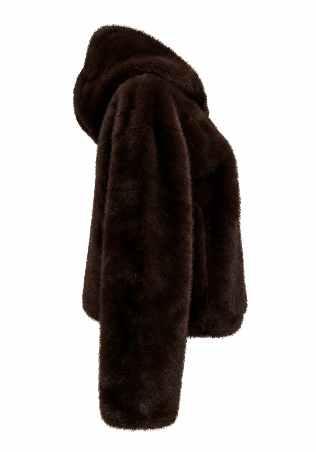 Reversible Faux Fur and Suede Hooded Jacket