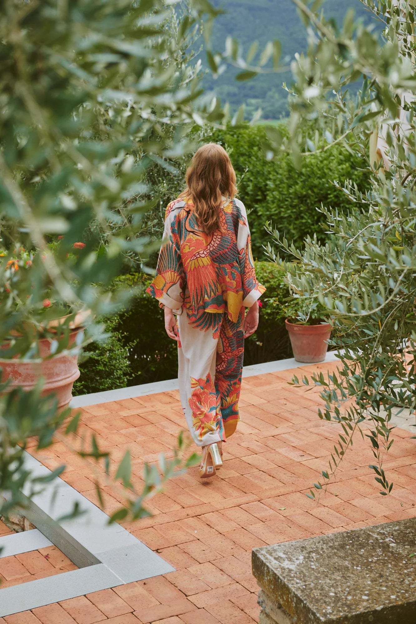 One Hundred Stars Crane Stone Palazzo Pants