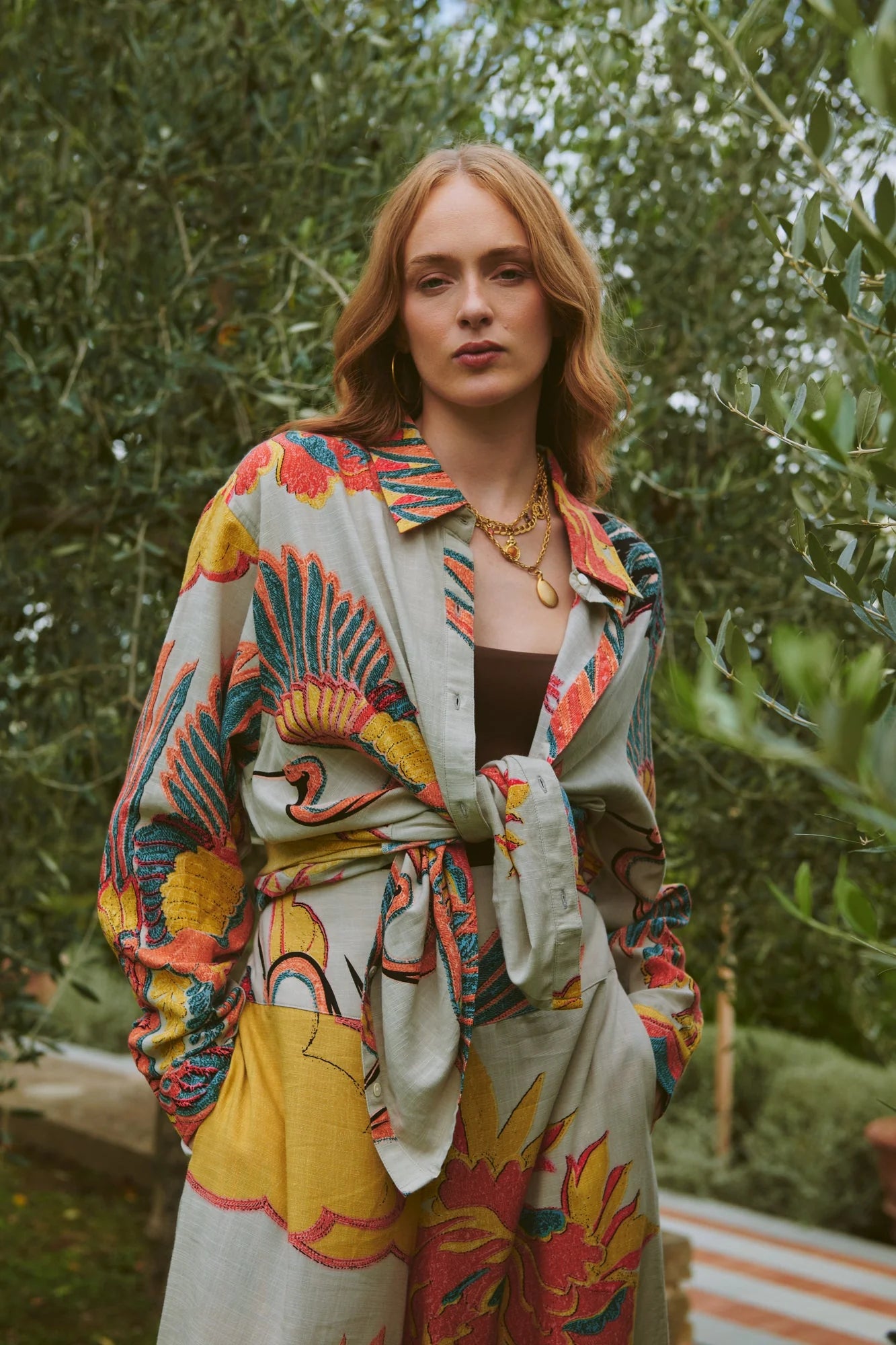 One Hundred Stars Crane Stone Oversized Shirt