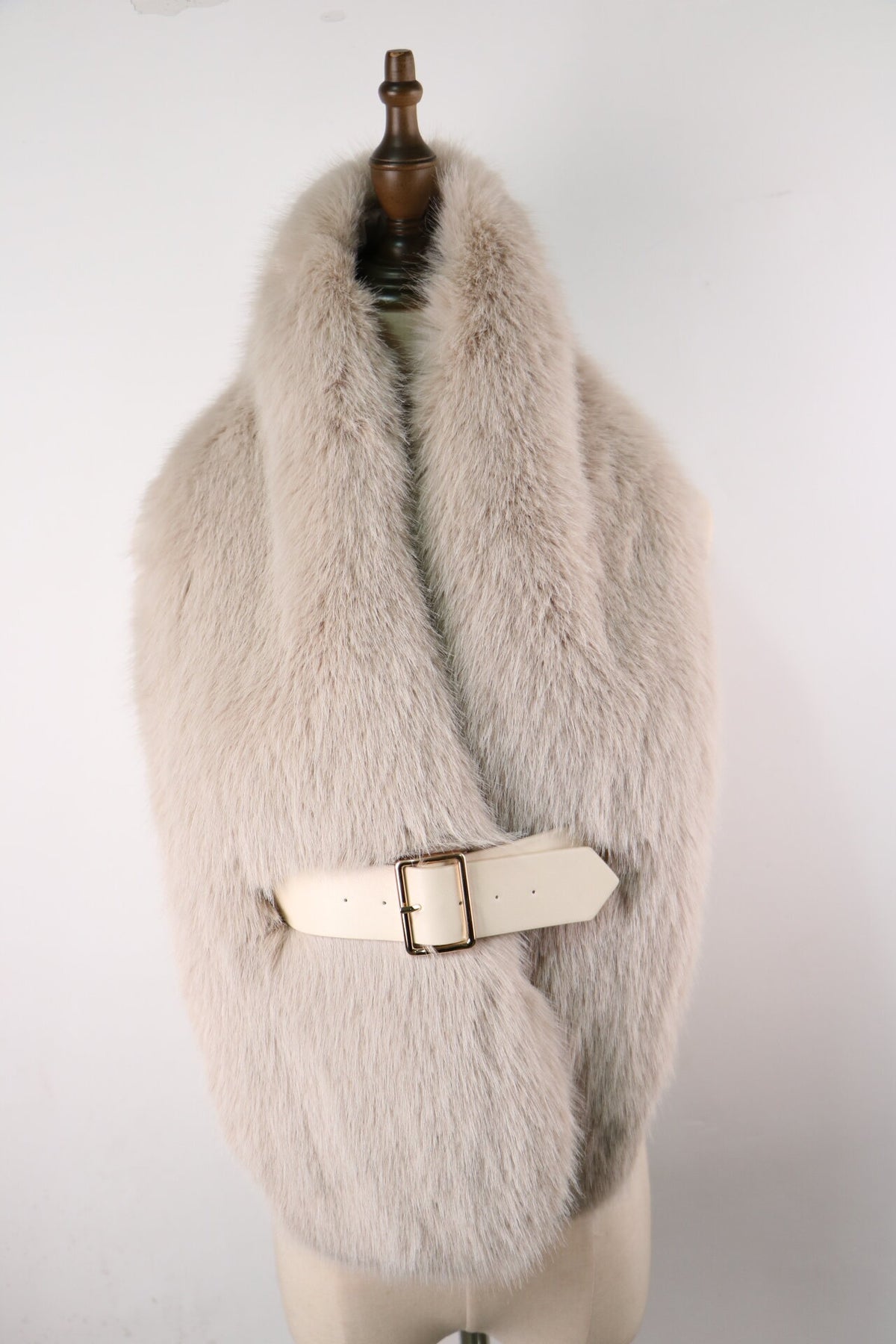 Elie Beaumont Faux Fur Scarf with Belt