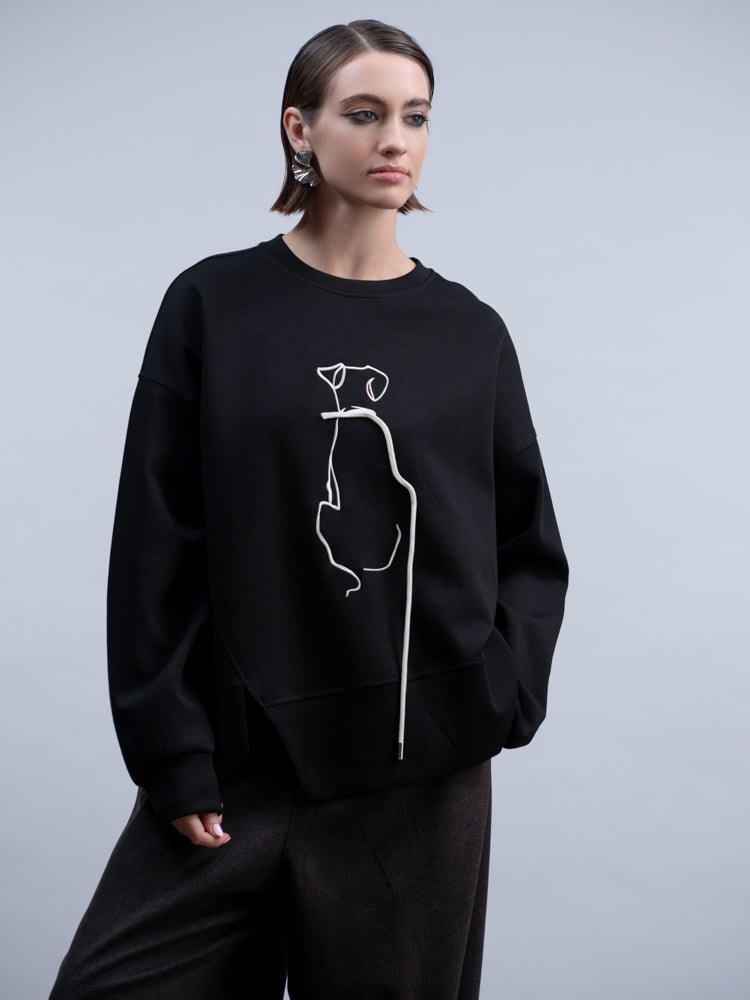 Haako Black/White Dog Sweatshirt H2002