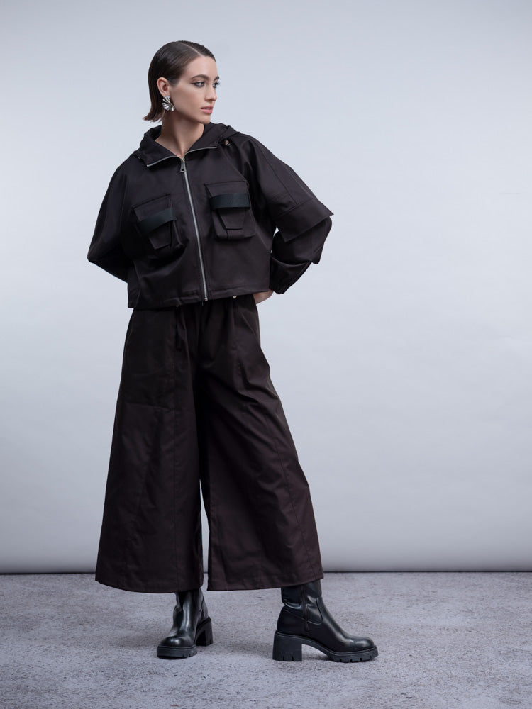 Haako Black Hooded Utility Jacket H2007
