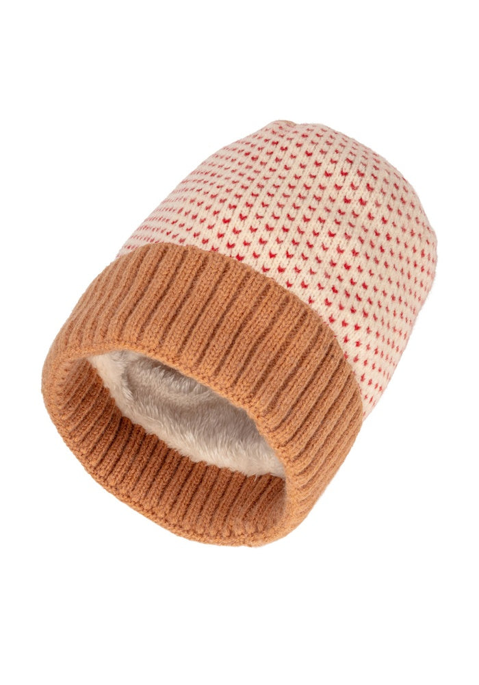 Elie Beaumont Knitted Hat - Coffee Red Heart