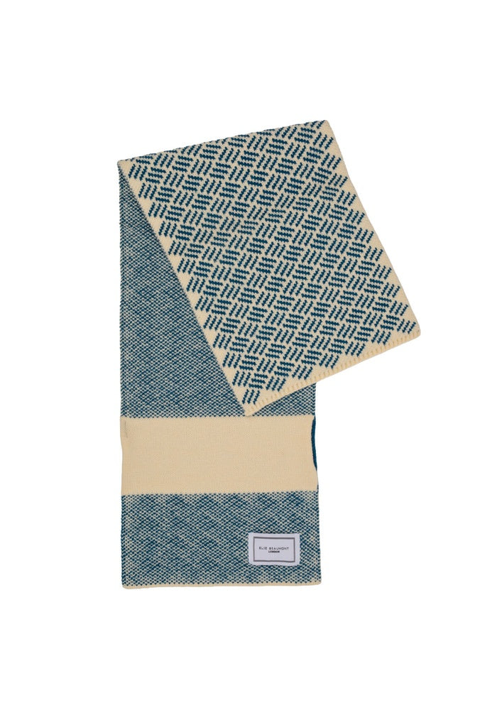 Elie Beaumont Knitted Pull through Scarf - Teal Basketweave