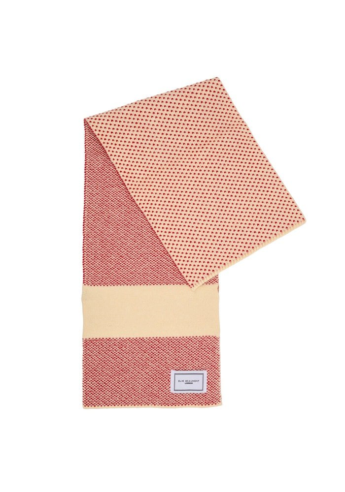Elie Beaumont Knitted Pull through Scarf - Coffee Red Heart