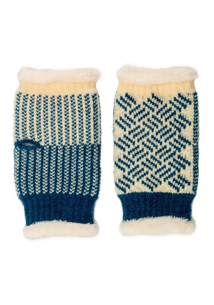 Elie Beaumont Knitted Wrist Warmer - Teal Basketweave