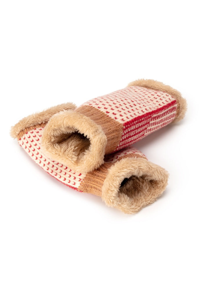 Elie Beaumont Knitted Wrist Warmer - Coffee Red Heart