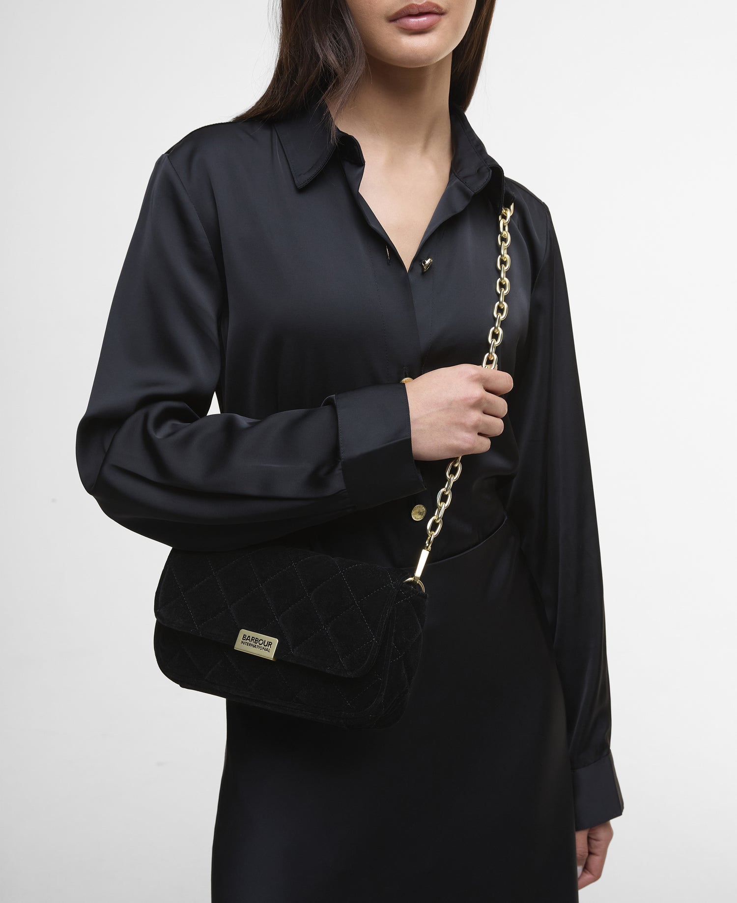 Barbour international Quilted Mini Soho Crossbody Bag Velvet Black