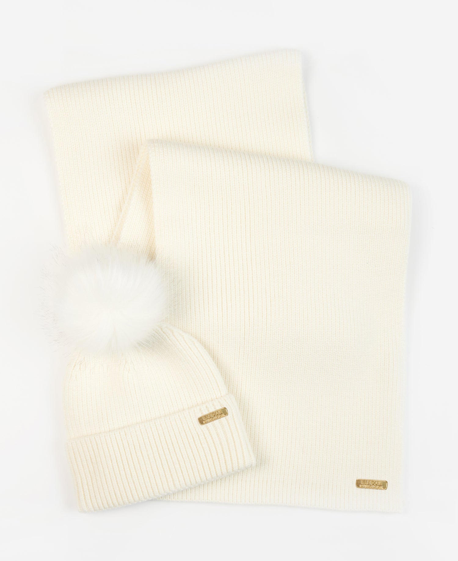 Barbour International Mallory Beanie & Scarf Gift Set Optic White