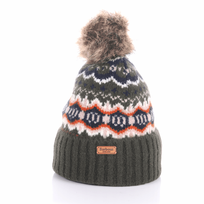 Barbour Helen Fair Isle Beanie Hat Olive