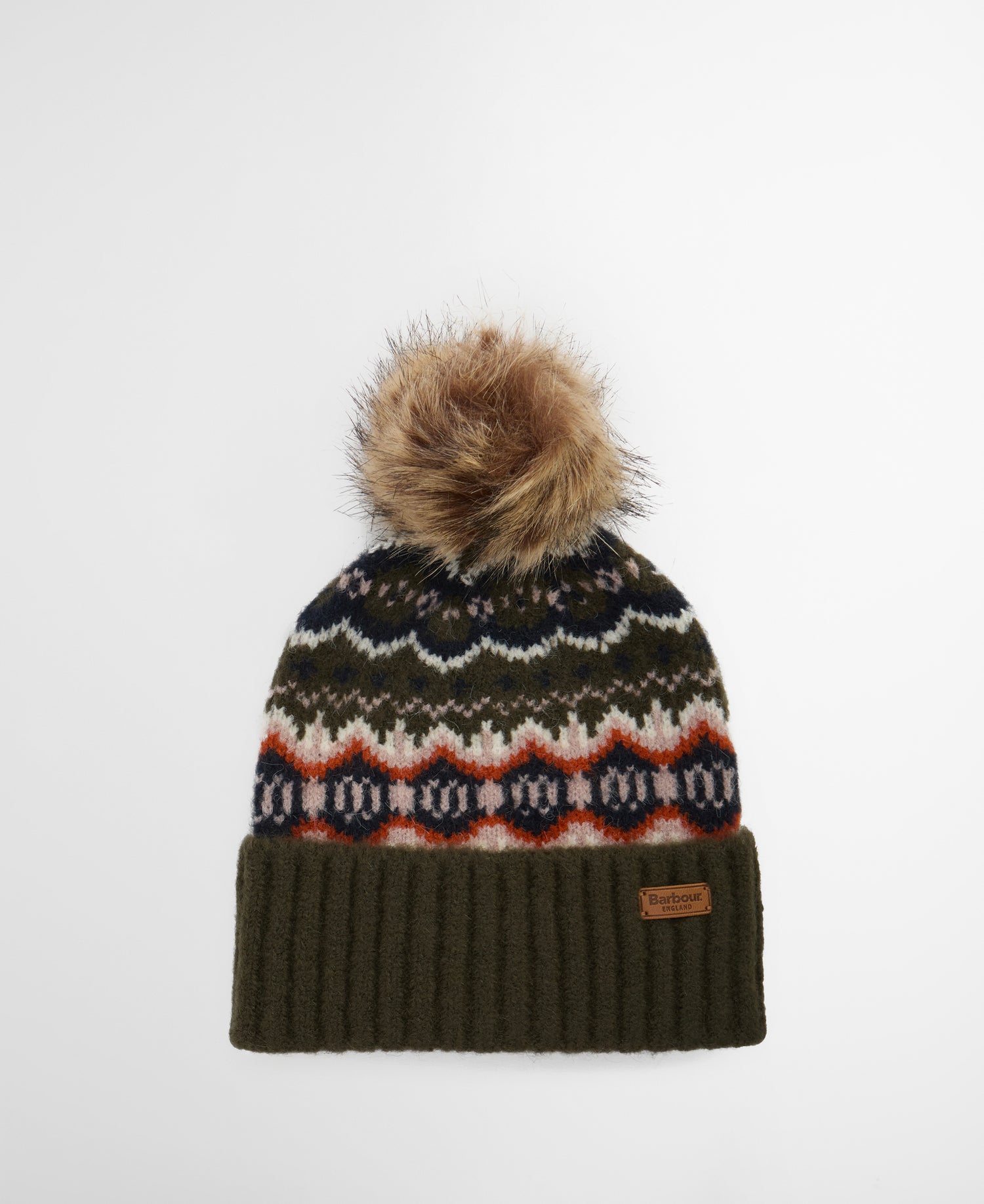 Barbour Helen Fair Isle Beanie Hat Olive