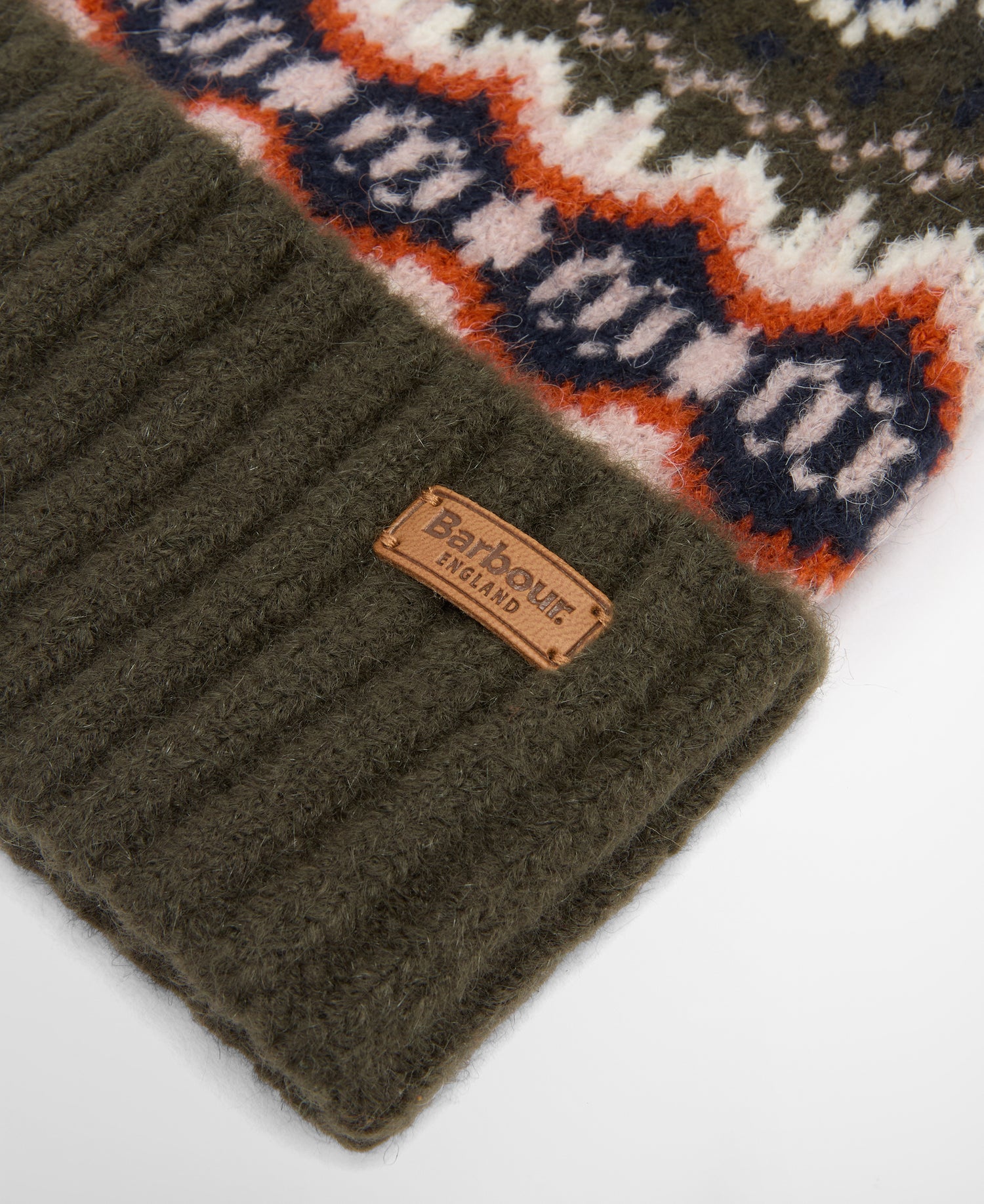 Barbour Helen Fair Isle Beanie Hat Olive