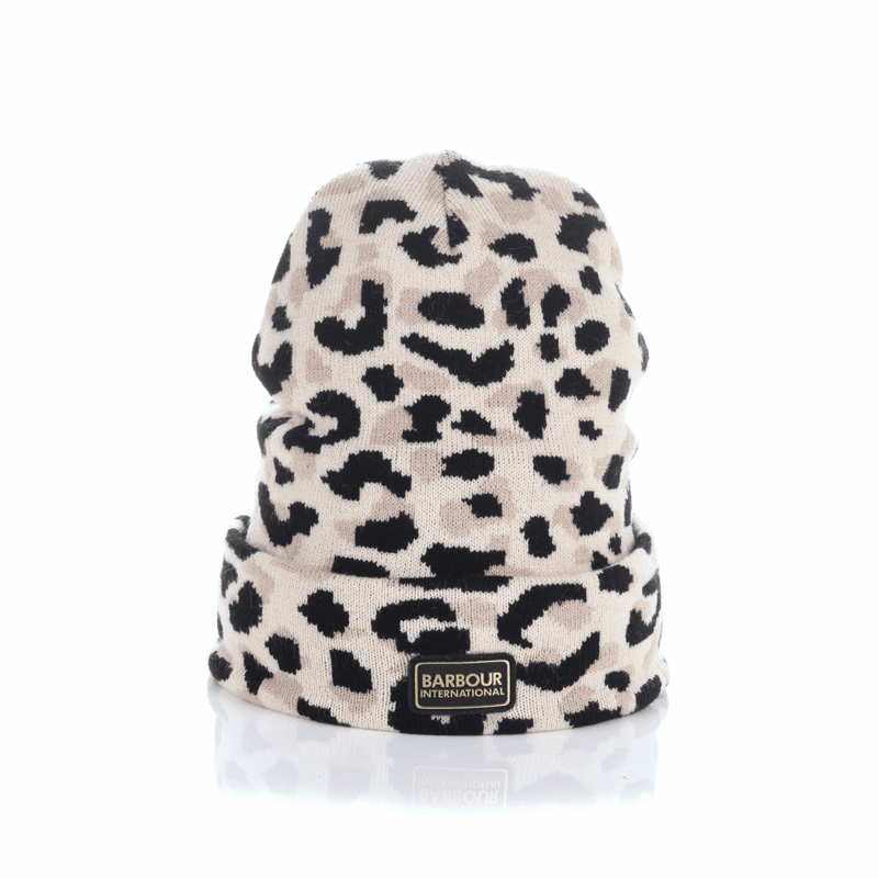Barbour International Harley Leopard Beanie Hat
