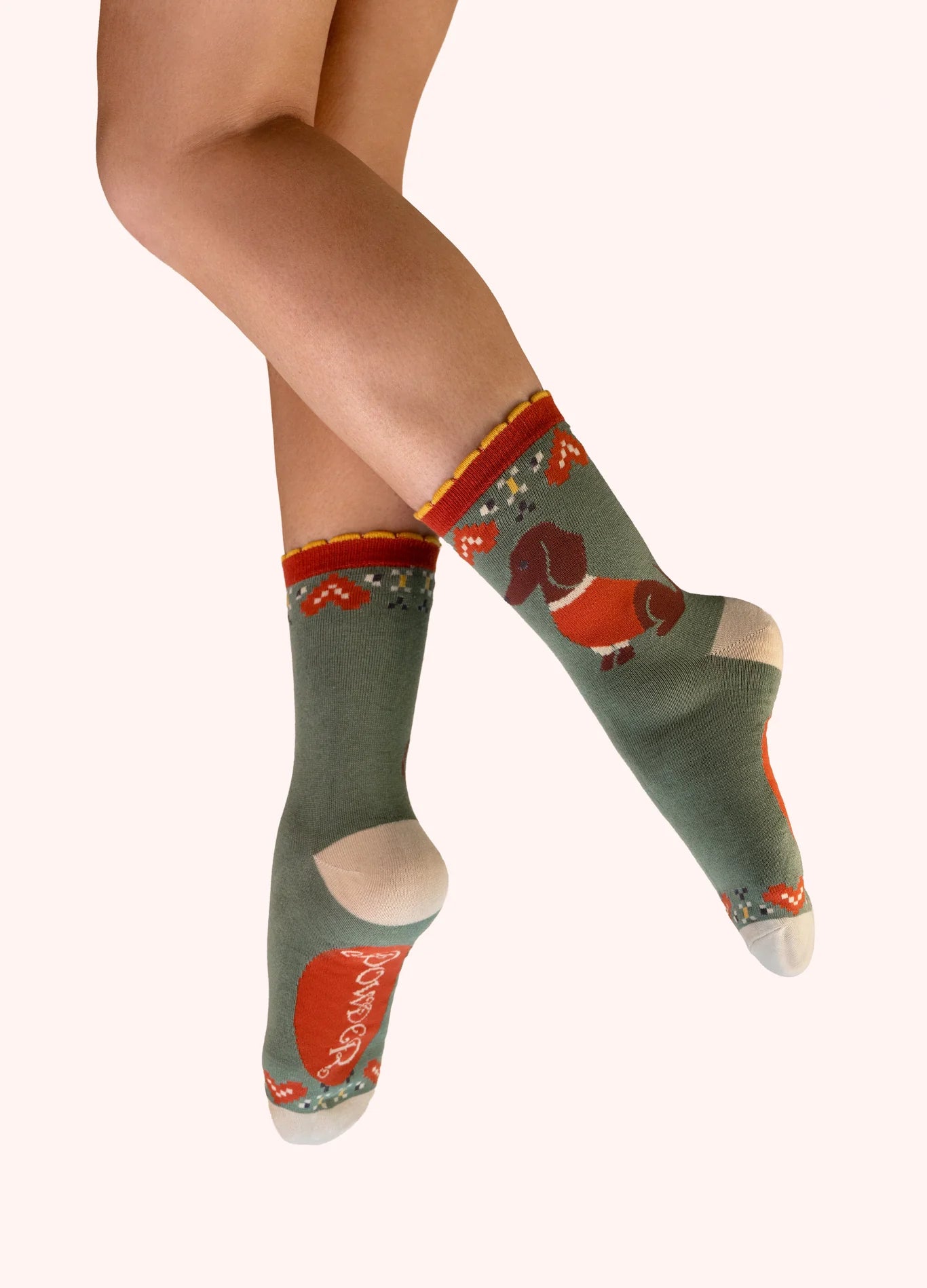 Powder AW26 Snuggle Sausage Dogs Ankle Socks - Olive