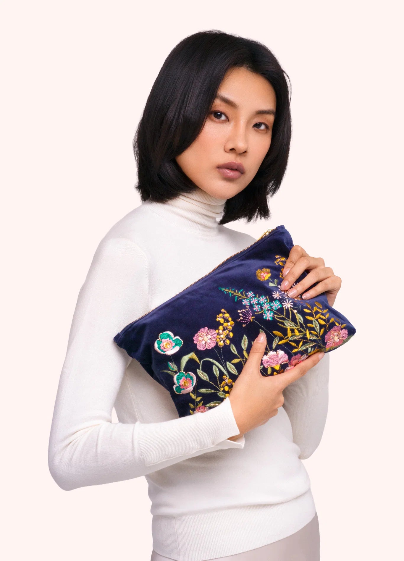Powder AW26 Navy Floral Hedgerow Zip Pouch