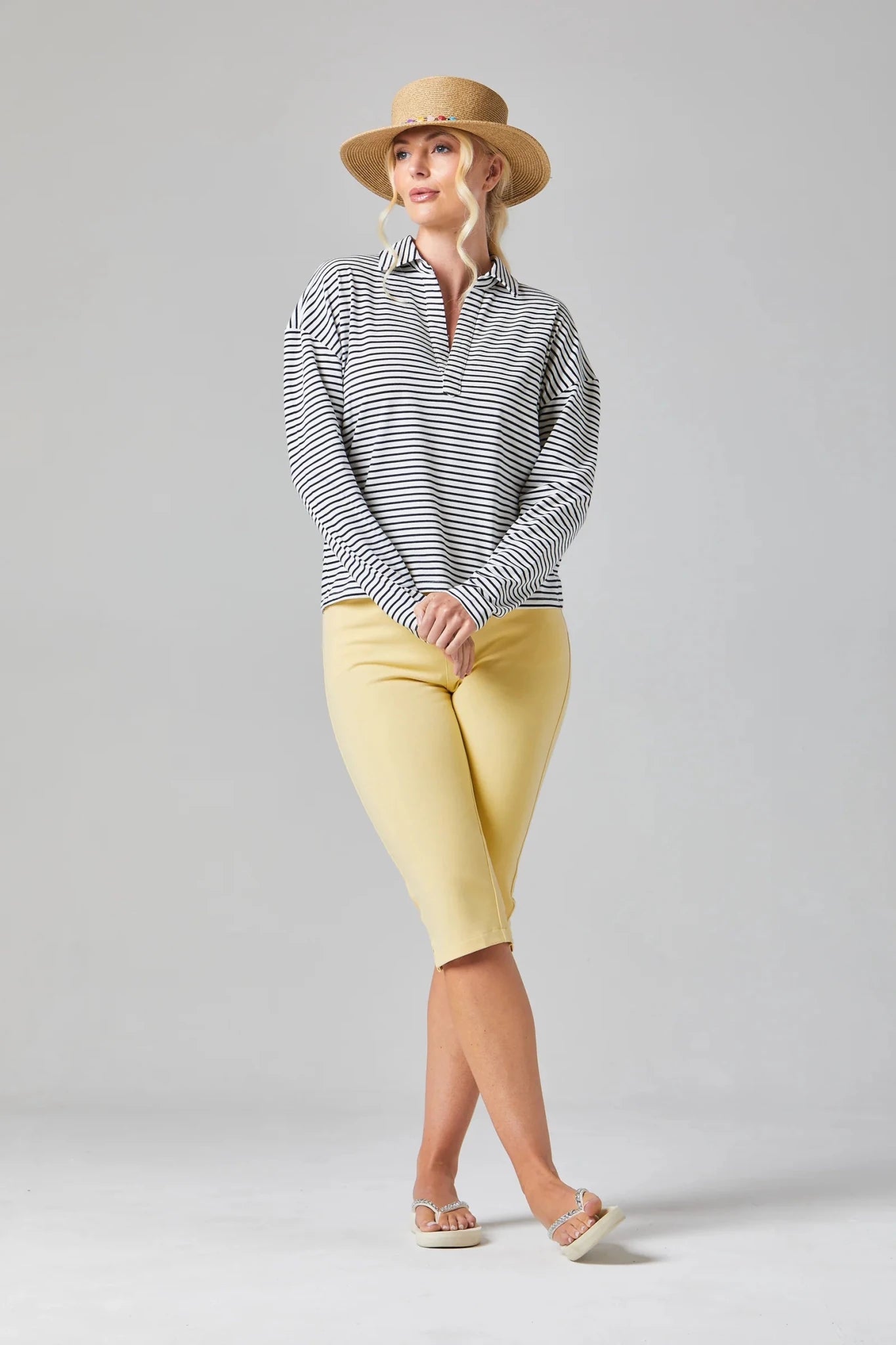 Alice CollinsAlice Collins Pollyanna PoloTopsWild Oat/Rich Navy - Blue Water Clothing