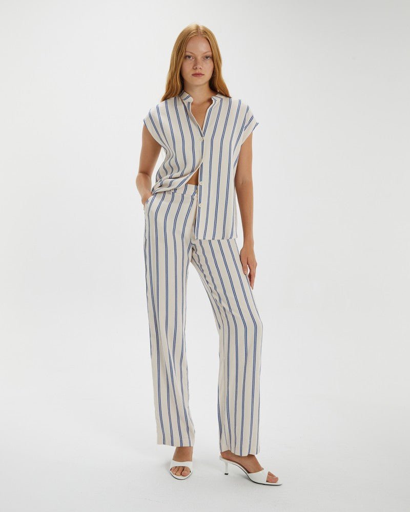 Andam Stripe Linen Shirt - Blue Water Clothing