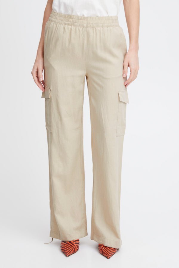B Young Falakka Linen Cargo Pant - Blue Water Clothing