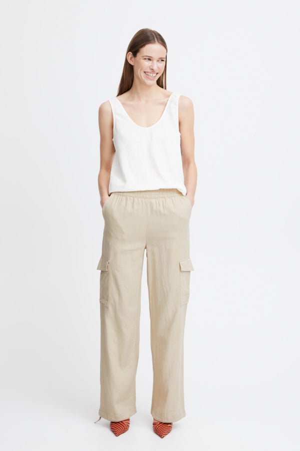 B Young Falakka Linen Cargo Pant - Blue Water Clothing