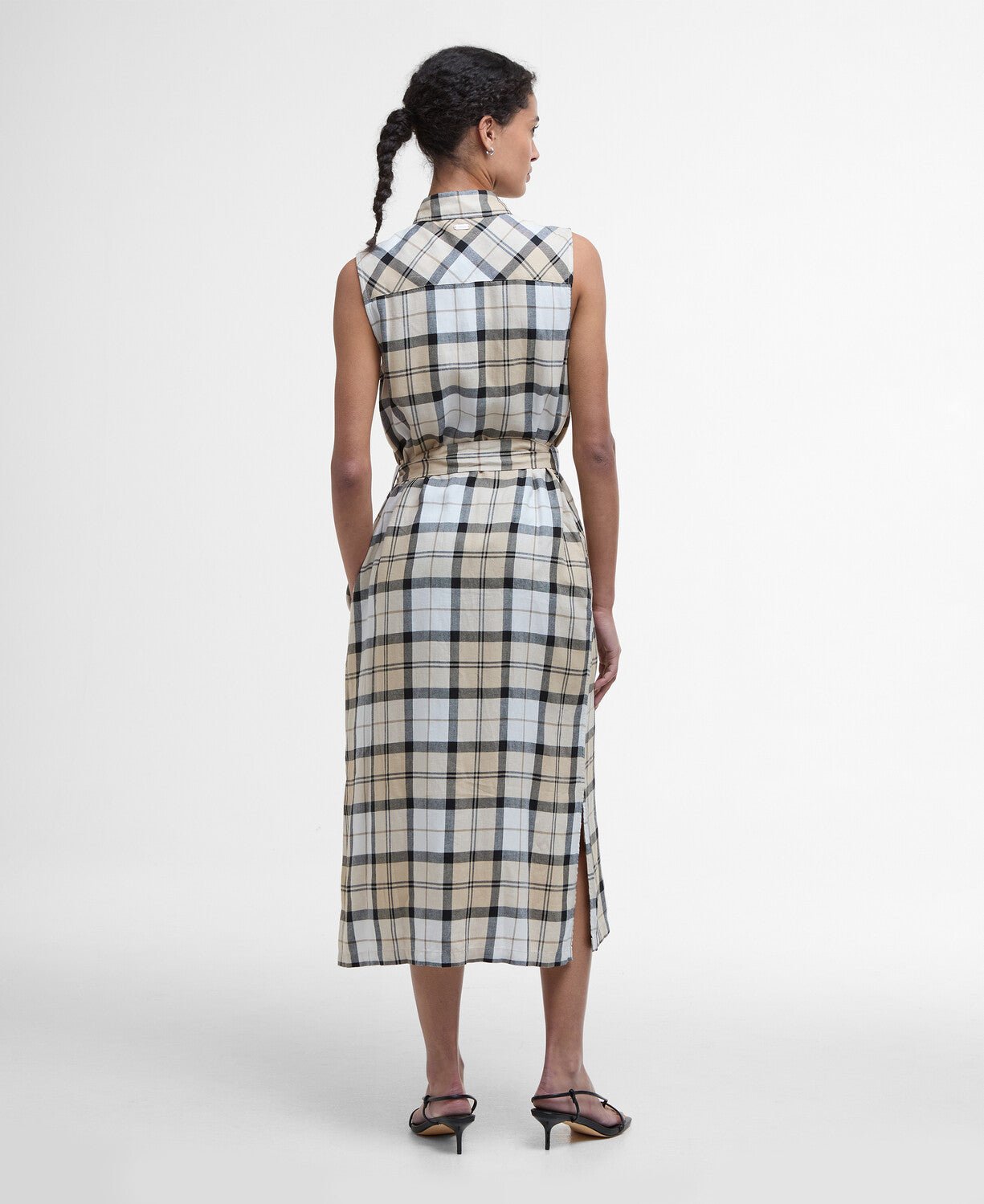 BarbourBarbour Agnes Midi DressClothingSafari Tartan - Blue Water Clothing