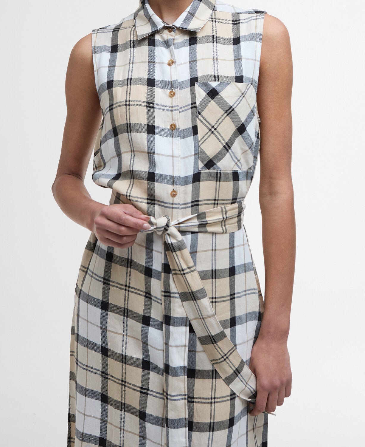 BarbourBarbour Agnes Midi DressClothingSafari Tartan - Blue Water Clothing
