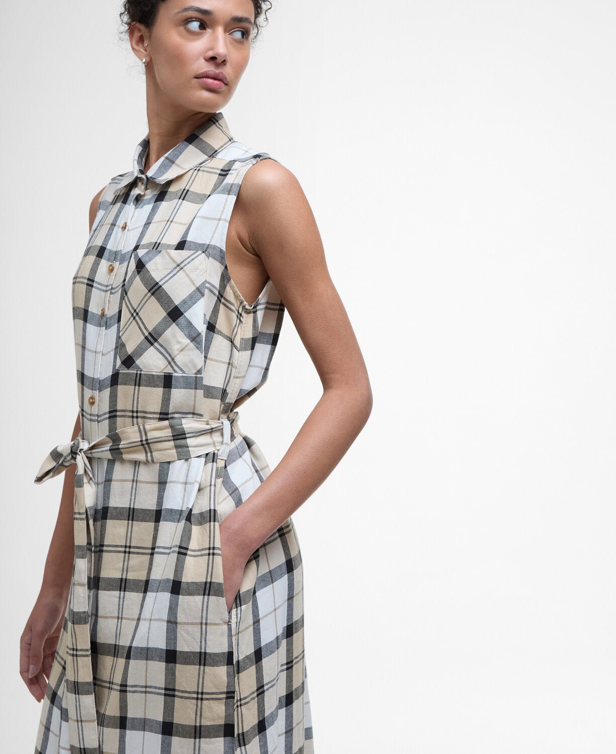 BarbourBarbour Agnes Midi DressClothingSafari Tartan - Blue Water Clothing