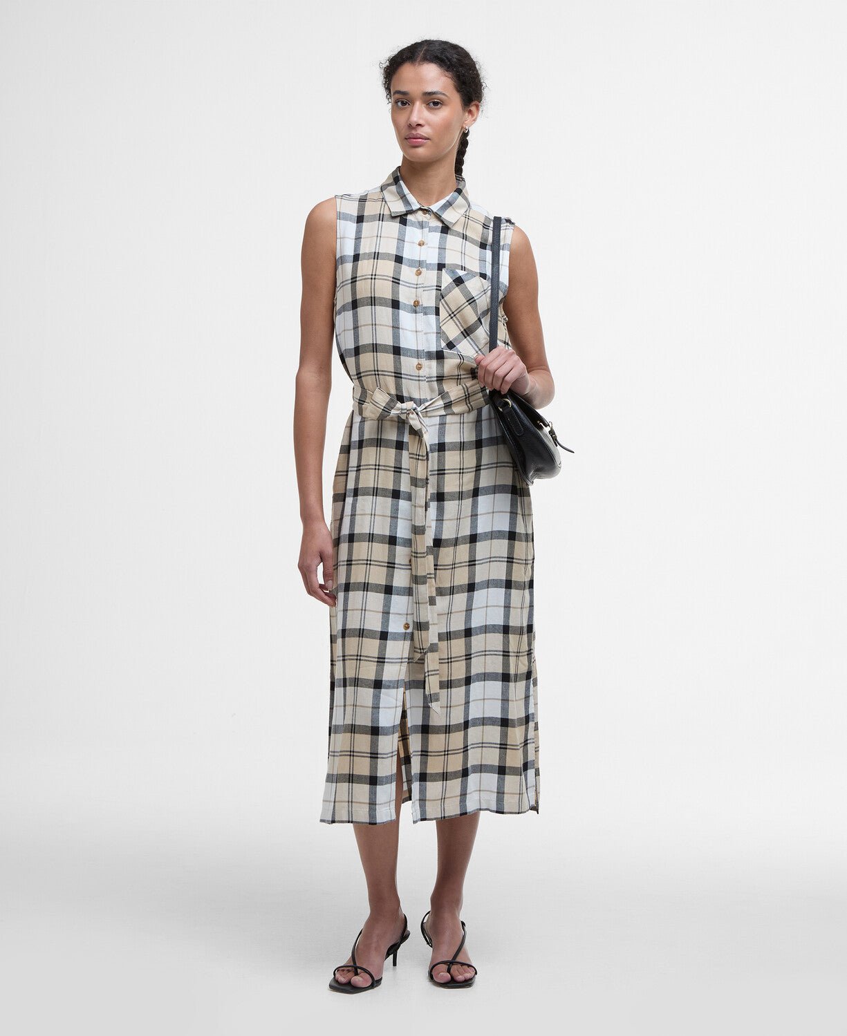 BarbourBarbour Agnes Midi DressClothingSafari Tartan - Blue Water Clothing