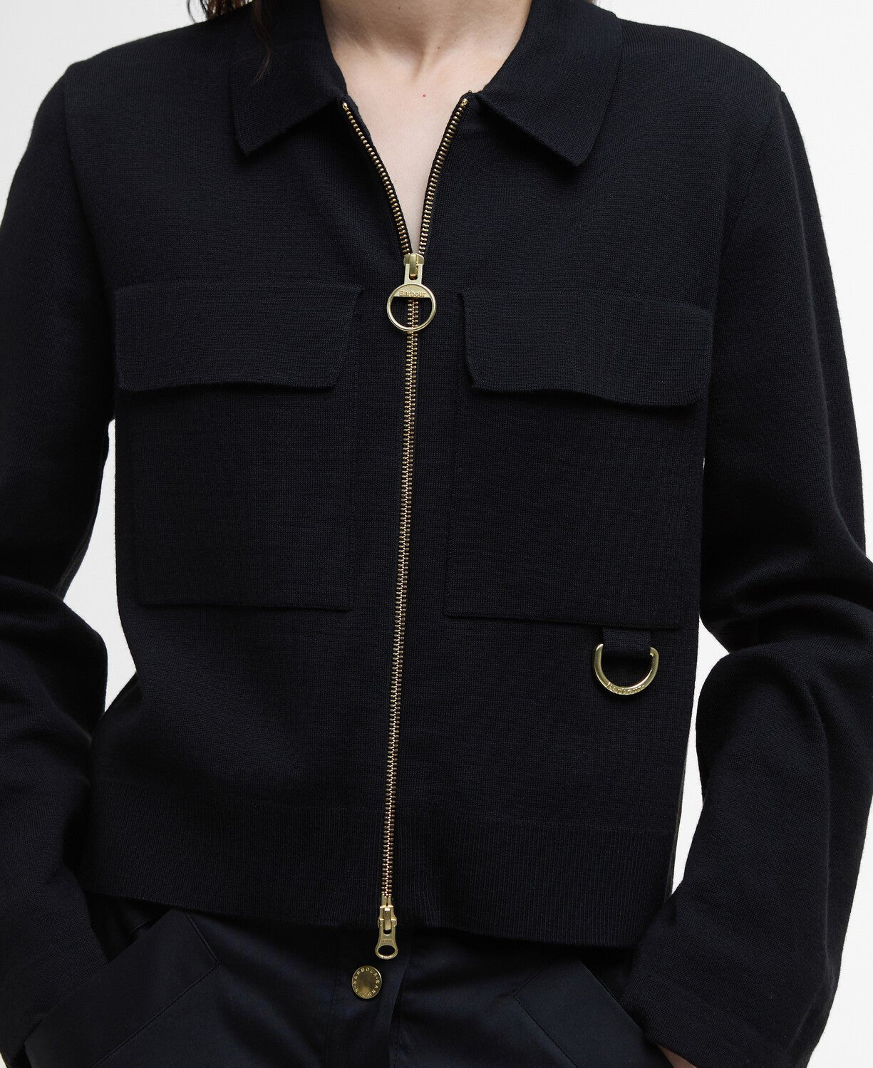 BarbourBarbour - Alma - Knitted - Zip - Through - CardiganClothingBlack/Sand - Blue Water Clothing