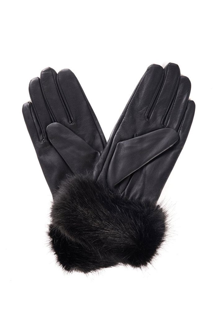 Barbour Fur Trimmed Leather Gloves - Blue Water Clothing