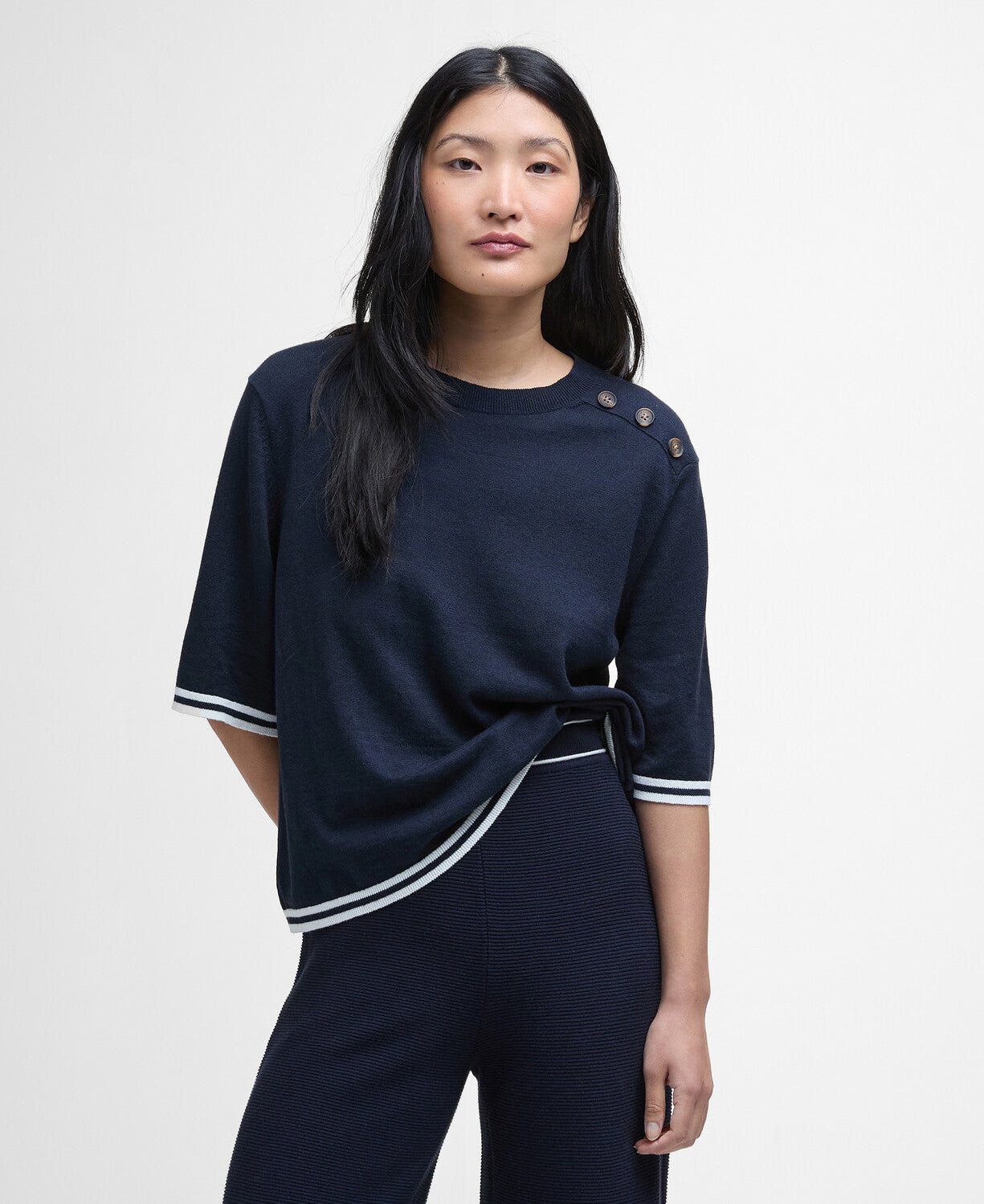 BarbourBarbour Genevieve Knitted JumperClothingDark Navy - Blue Water Clothing