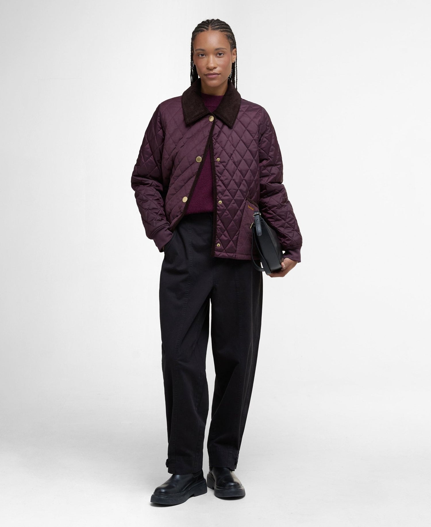 BarbourBarbour Marla Quilted Jacket Black Cherry/Dark Brown/Muted TartanClothingBlack Cherry - Blue Water Clothing