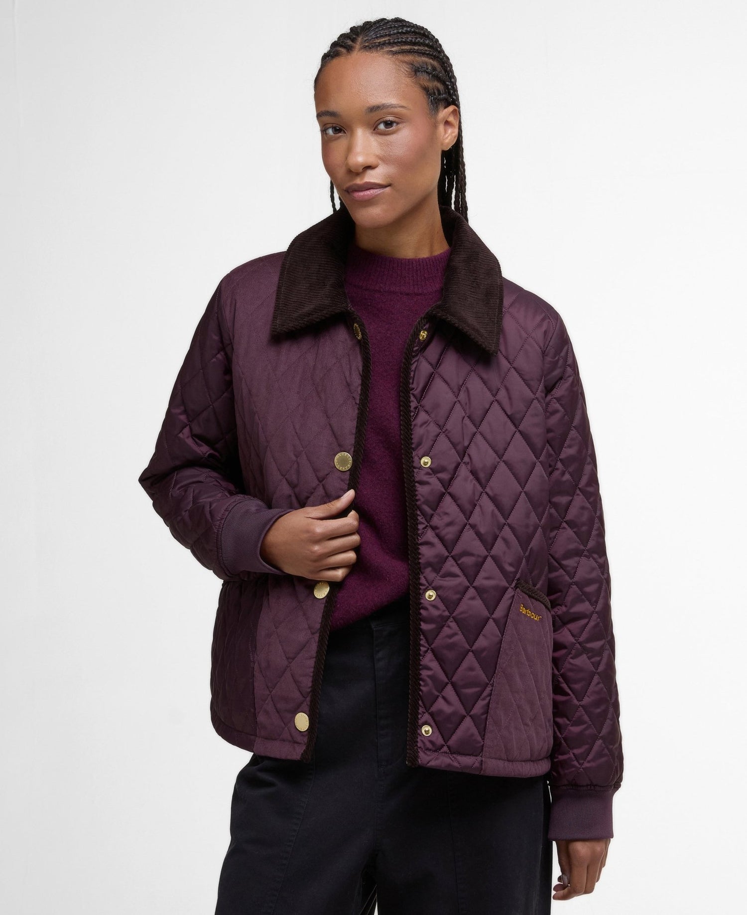 BarbourBarbour Marla Quilted Jacket Black Cherry/Dark Brown/Muted TartanClothingBlack Cherry - Blue Water Clothing