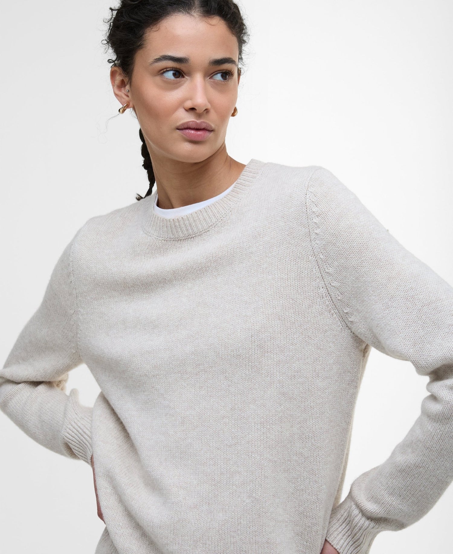 BarbourBarbour Woodhouse Knitted Jumper OatmealClothingOatmeal - Blue Water Clothing