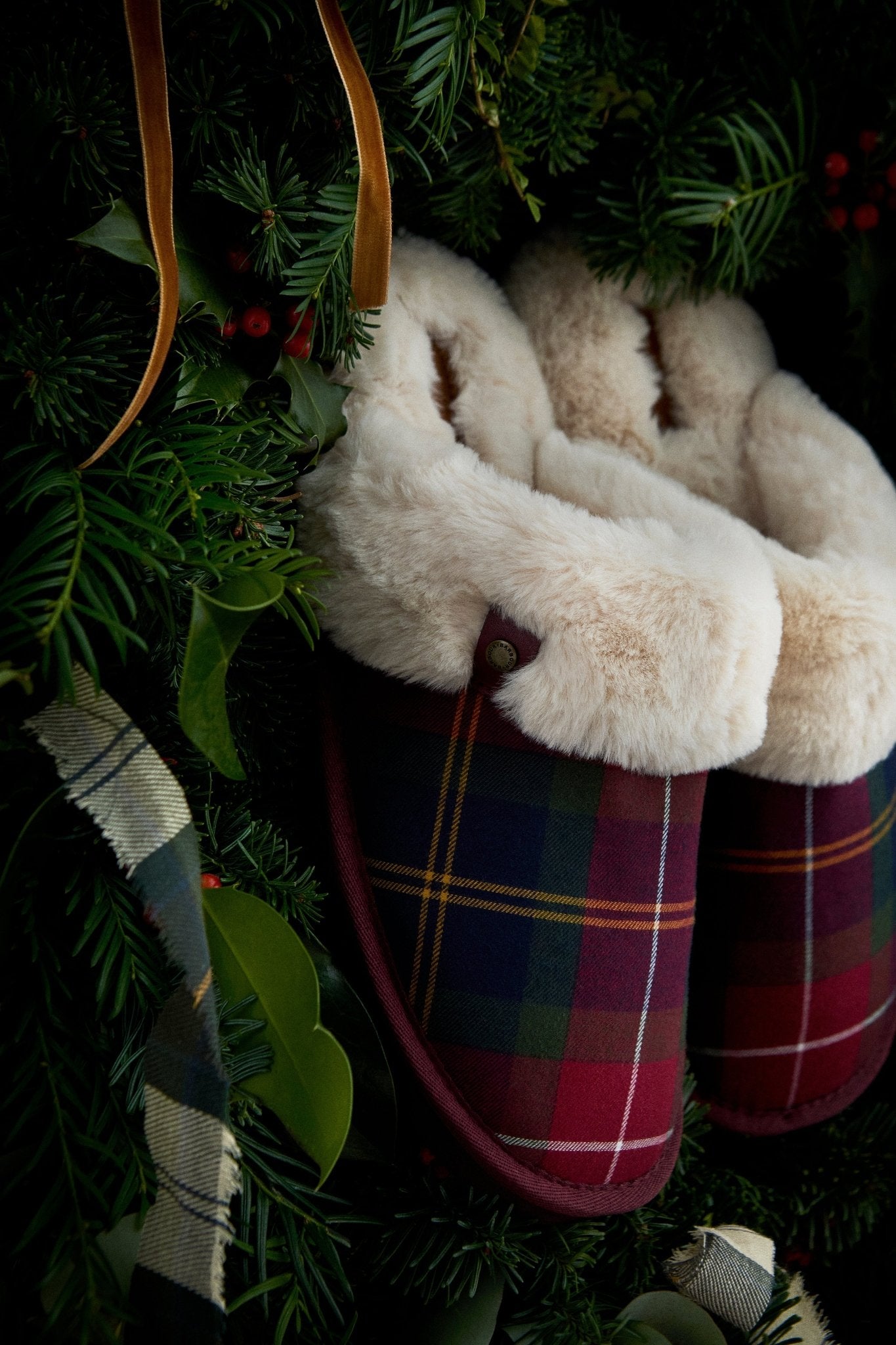 BarbourBarbour Claudia Tartan Mule Slipper Winterberry TartanFootwearWinterberry Tartan - Blue Water Clothing