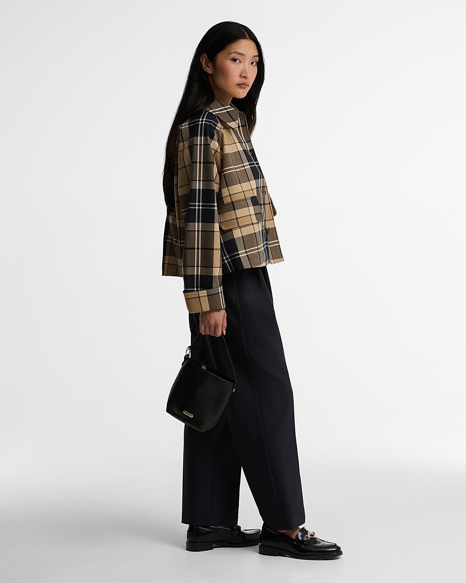 BarbourBarbour Delilah Checked Showerproof JacketCoatBirchwood Dress - Blue Water Clothing