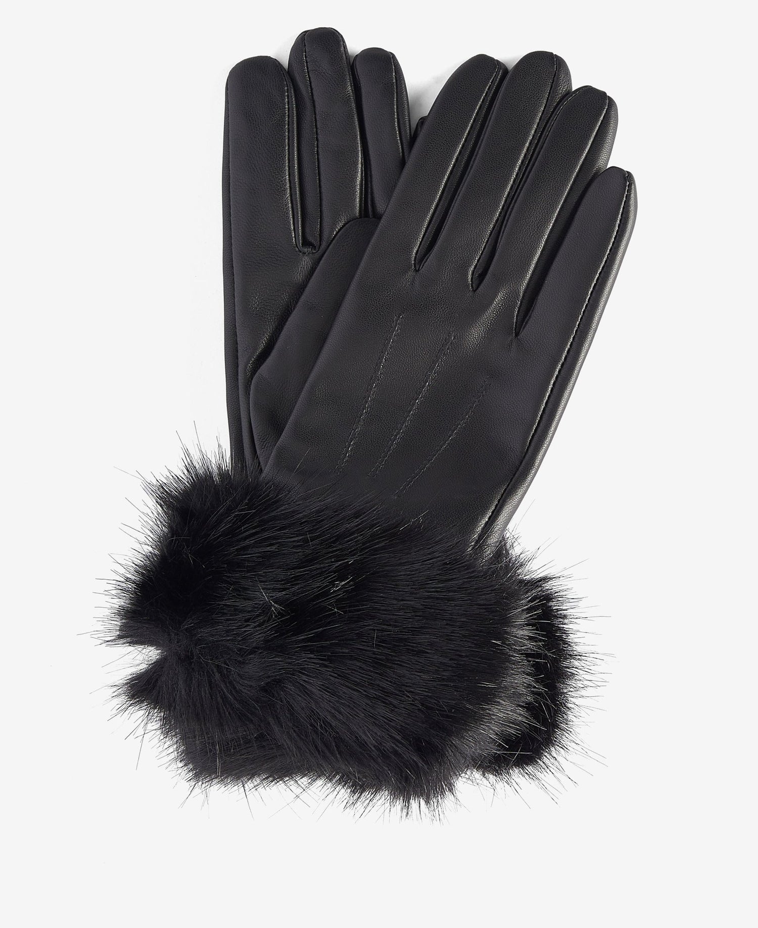 BarbourBarbour Fur Trimmed Leather GlovesaccessoriesBlack - Blue Water Clothing