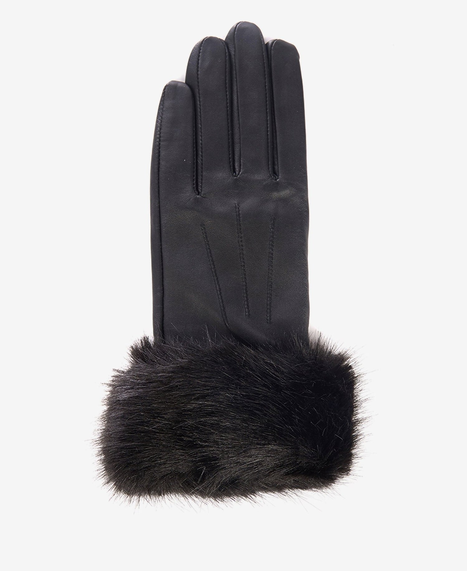 BarbourBarbour Fur Trimmed Leather GlovesaccessoriesBlack - Blue Water Clothing