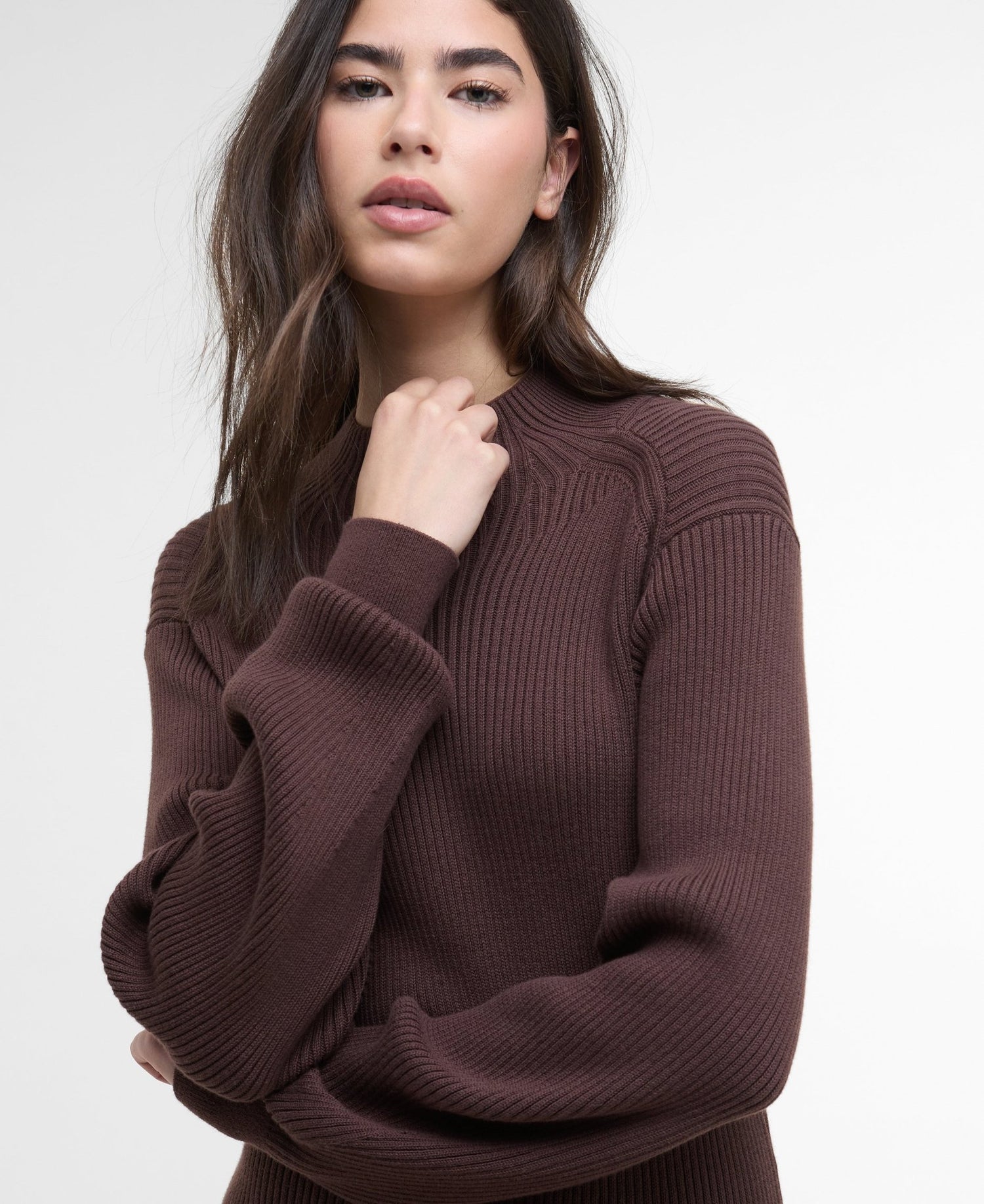 BarbourBarbour International Kaia Knitted Midi Dress ChocolateClothingChocolate - Blue Water Clothing