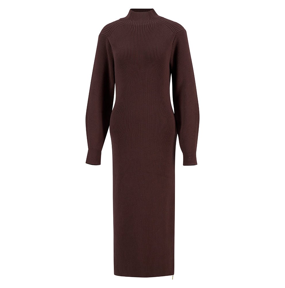 BarbourBarbour International Kaia Knitted Midi Dress ChocolateClothingChocolate - Blue Water Clothing