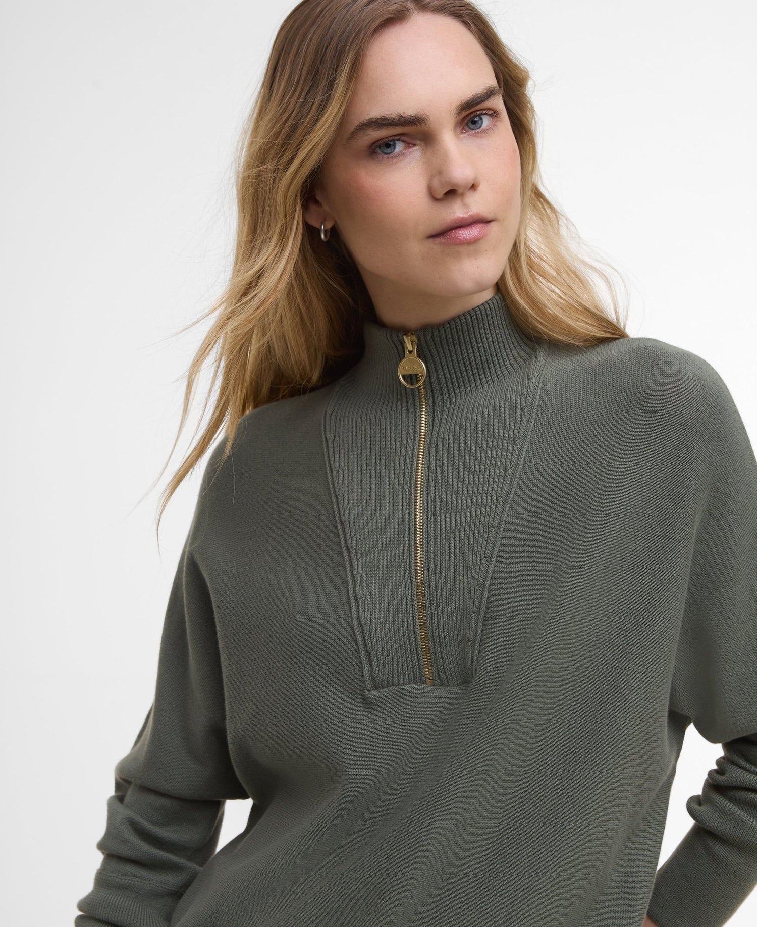 BarbourBarbour International Lola Knitted Jumper Dusty KhakiTopsDusty Khaki - Blue Water Clothing