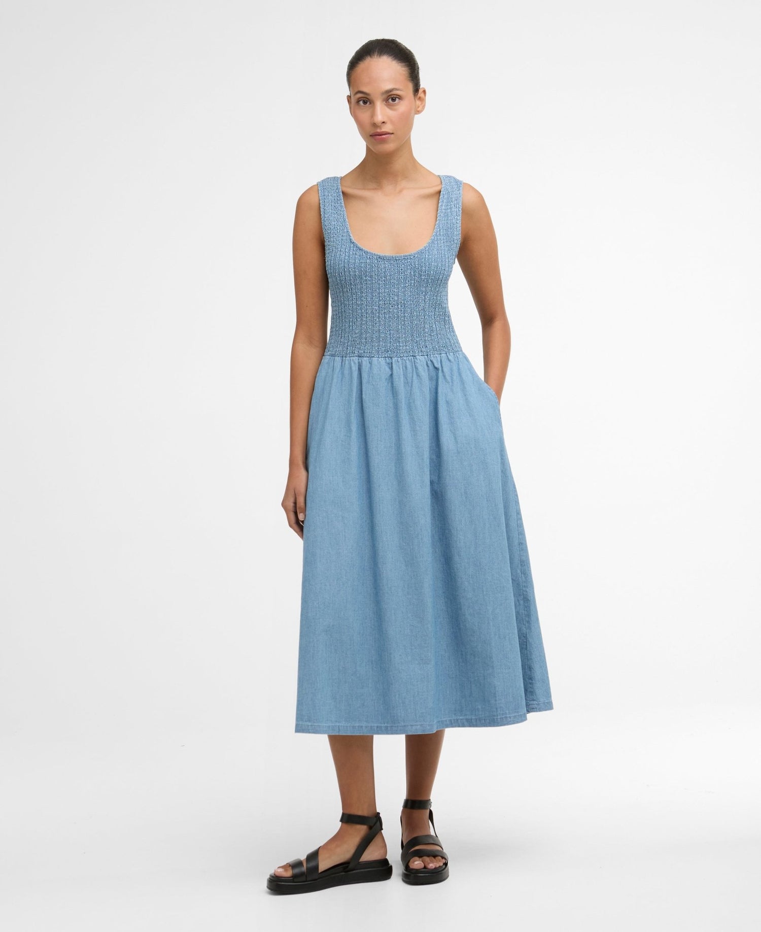 BarbourBarbour Josie Midi DressDressesChambray - Blue Water Clothing