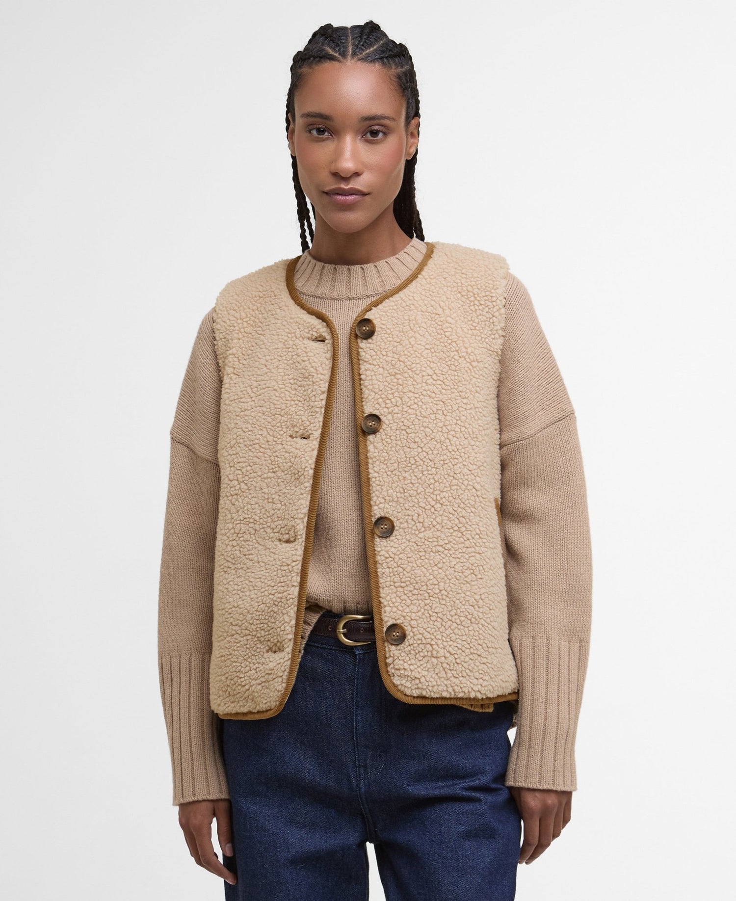 BarbourBarbour Luciana Fleece Gilet NaturalTopsNatural - Blue Water Clothing