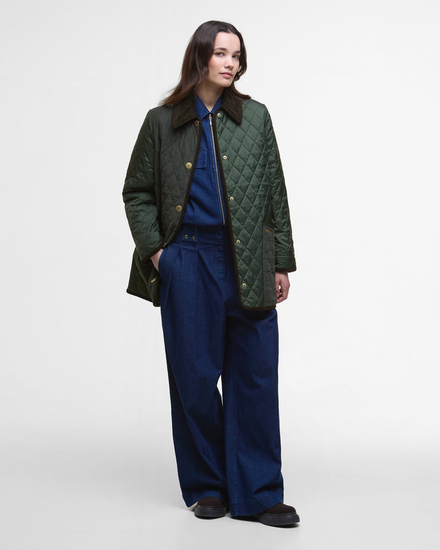 BarbourBarbour Meryl Quilted Jacket Olive/Ancient TartanClothingOlive - Blue Water Clothing