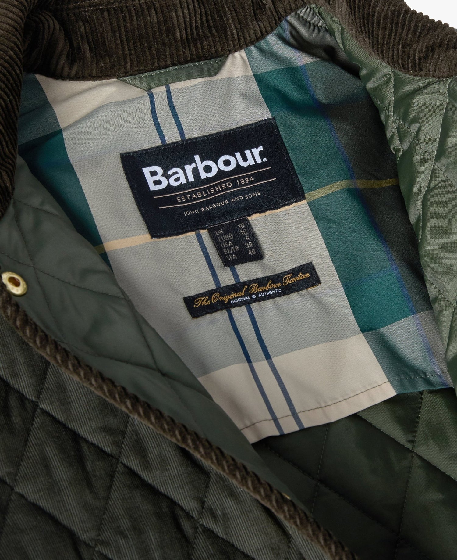 BarbourBarbour Meryl Quilted Jacket Olive/Ancient TartanClothingOlive - Blue Water Clothing
