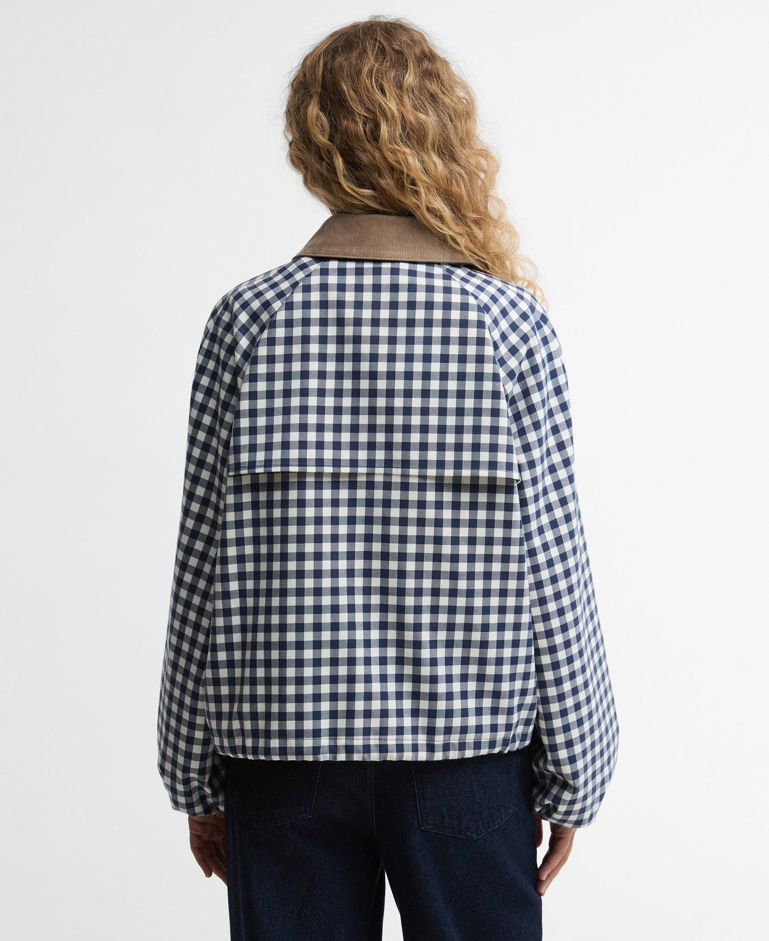 BarbourBarbour Ovingham Casual JacketCoatGingham Navy/ Neutral - Blue Water Clothing
