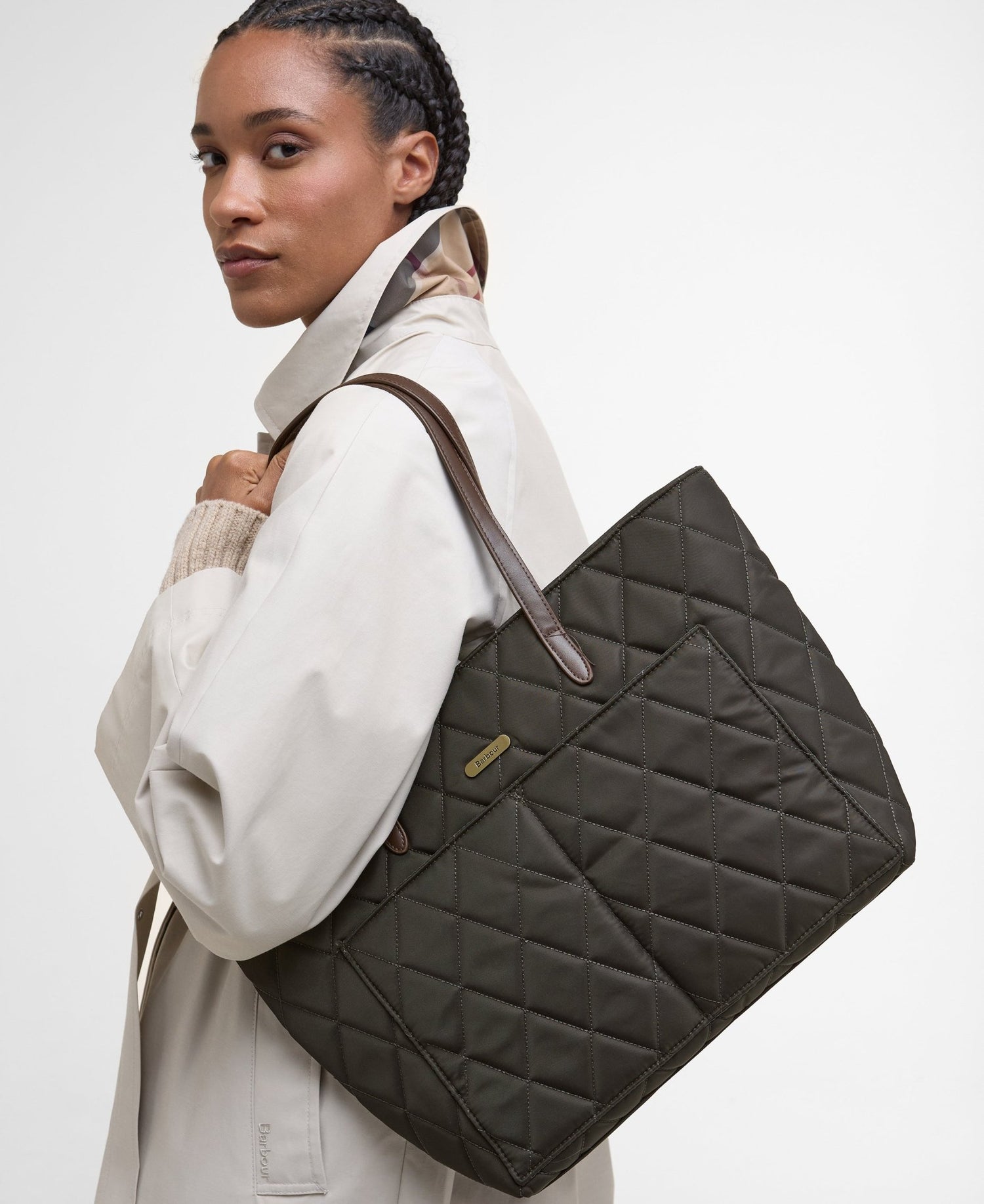 BarbourBarbour Quilted Tote Bag OliveBags - Blue Water Clothing