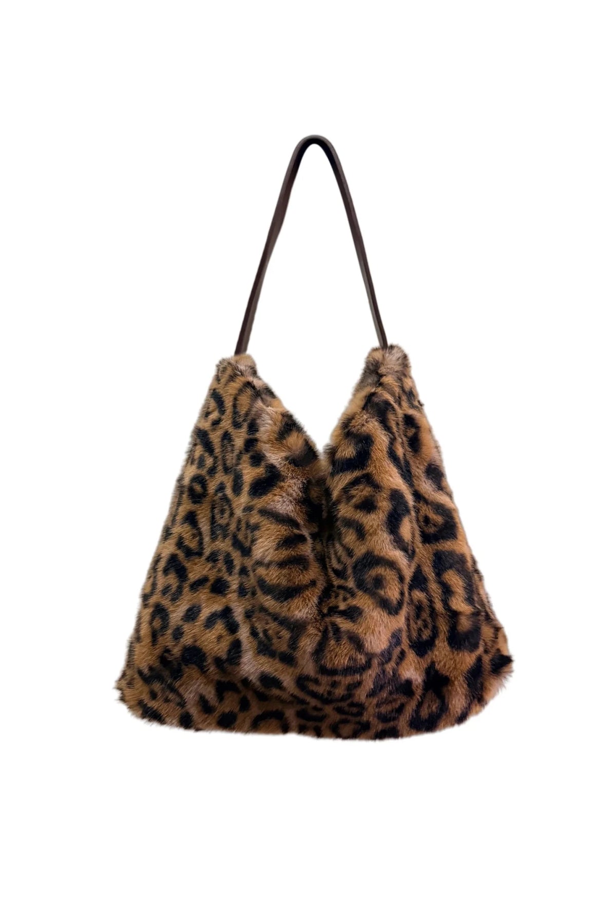 Faux Fur Deer & Leopard Print Top Handle Tote Bag - Blue Water Clothing
